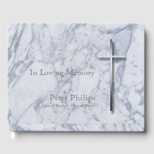 Silver Cross Marble Funeral Memorial Guest Book
