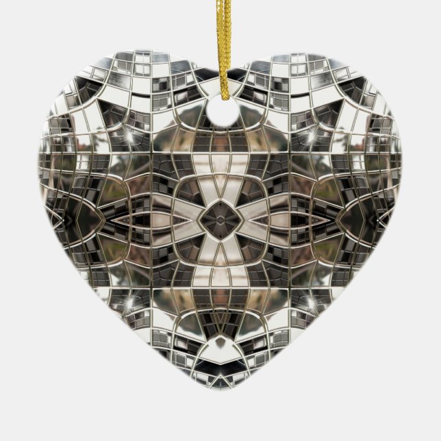 Silver Cross Mosaic Heart Ornament (Front)