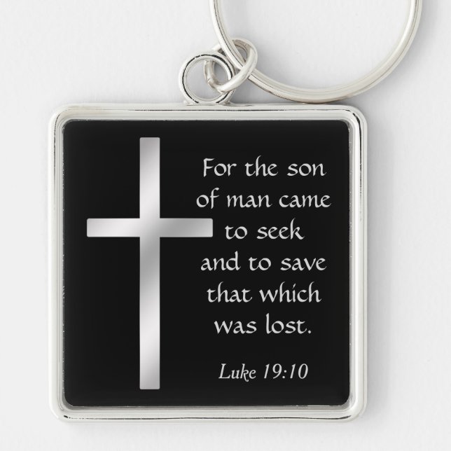 Silver Cross Son of Man Christian Keychain (Front)