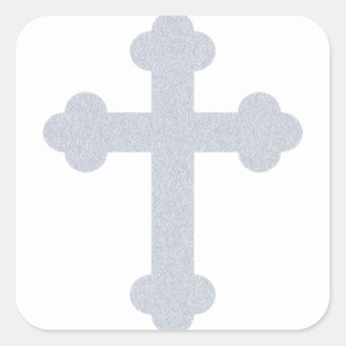 Silver cross square sticker