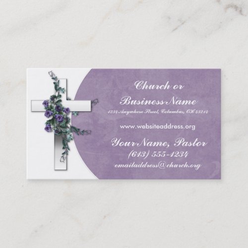 Silver Cross wFlower Church Minister Business Card