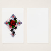 Silver Cross with a Red Rose (Front & Back)