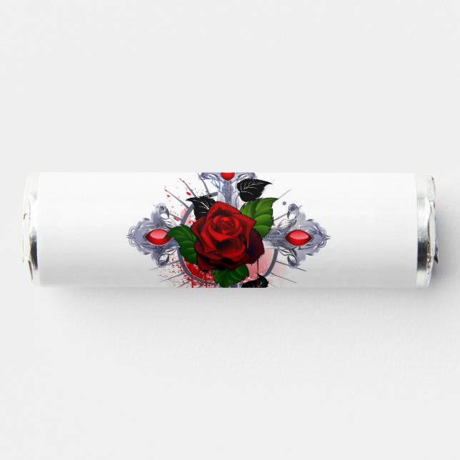 Silver Cross with a Red Rose Breath Savers® Mints (Front)