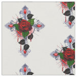 Silver Cross with a Red Rose Fabric