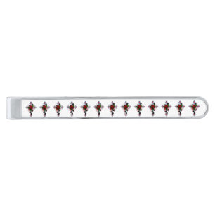 Silver Cross with a Red Rose Finish Tie Bar