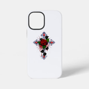 Silver Cross with a Red Rose iPhone 12 Mini Case