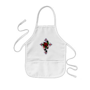 Silver Cross with a Red Rose Kids' Apron