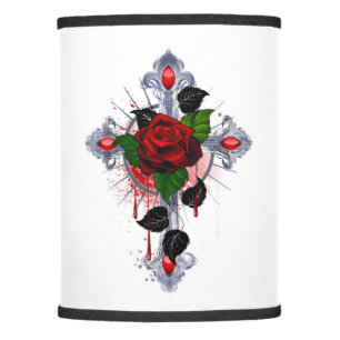 Silver Cross with a Red Rose Lamp Shade