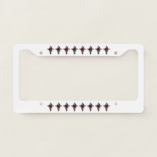 Silver Cross with a Red Rose License Plate Frame