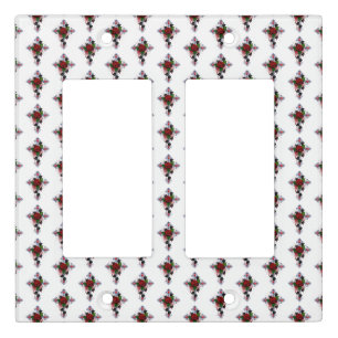 Silver Cross with a Red Rose Light Switch Cover