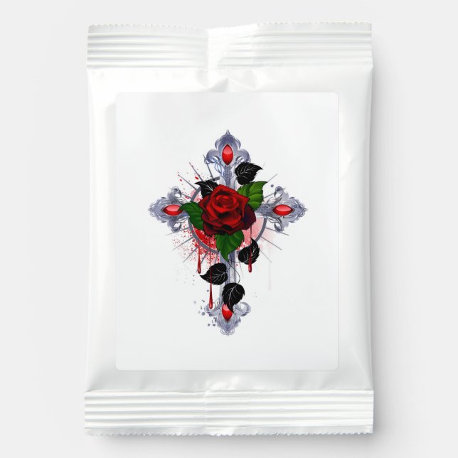 Silver Cross with a Red Rose Margarita Drink Mix (Front)