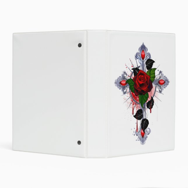 Silver Cross with a Red Rose Mini Binder (Background)