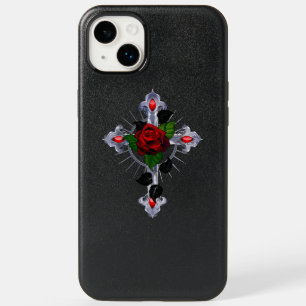 Silver Cross with a Red Rose OtterBox iPhone 14 Plus Case