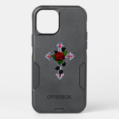 Silver Cross with a Red Rose OtterBox Commuter iPhone 12 Pro Case