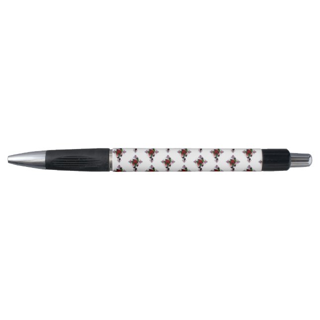 Silver Cross with a Red Rose Pen (Front)