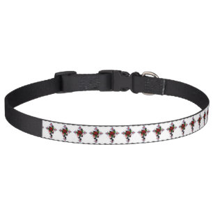 Silver Cross with a Red Rose Pet Collar
