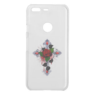 Silver Cross with a Red Rose Uncommon Google Pixel Case