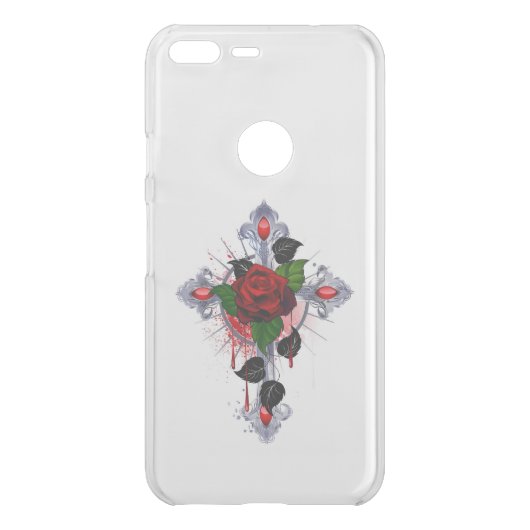 Silver Cross with a Red Rose Uncommon Google Pixel XL Case (Back)