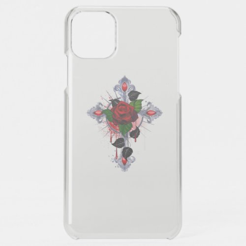 Silver Cross with a Red Rose iPhone 11 Pro Max Case