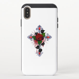Silver Cross with a Red Rose iPhone XS Max Slider Case