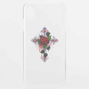 Silver Cross with a Red Rose iPhone XS Max Case