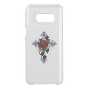 Silver Cross with a Red Rose Uncommon Samsung Galaxy S8 Case