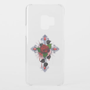 Silver Cross with a Red Rose Uncommon Samsung Galaxy S9 Case