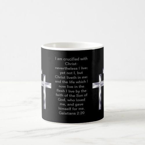 Silver Crosses on  and scripture cover this mug Coffee Mug