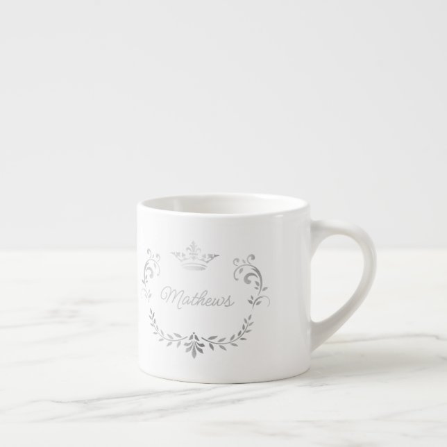 Silver Crown Crest Personalized  Espresso Cup (Right)