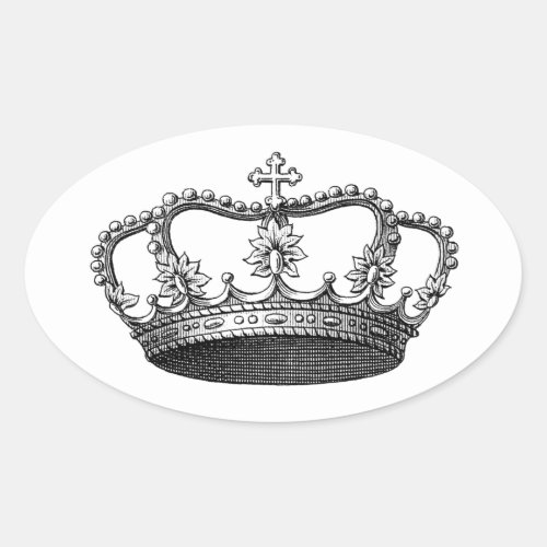 Silver Crown Gift Item You Personalize Oval Sticker