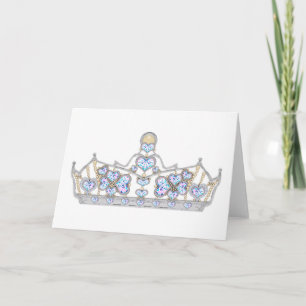 silver crown of heart diamonds bright fashion card