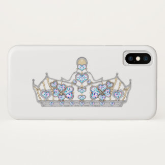 silver crown of heart diamonds bright fashion iPhone x case