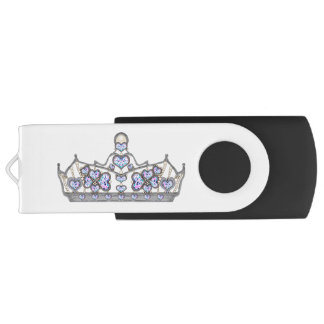 silver crown of heart diamonds bright fashion flash drive