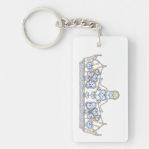 silver crown of heart diamonds bright fashion keychain
