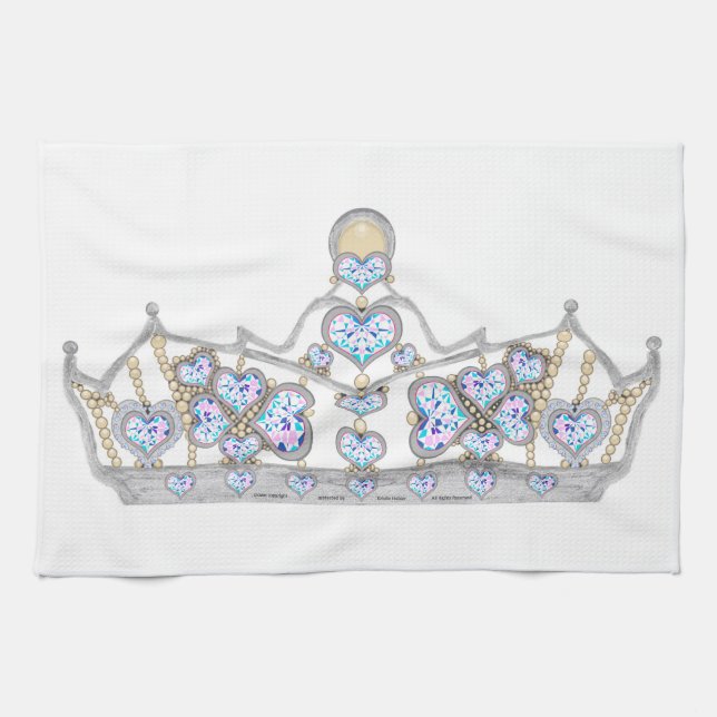 silver crown of heart diamonds bright fashion kitchen towel (Horizontal)