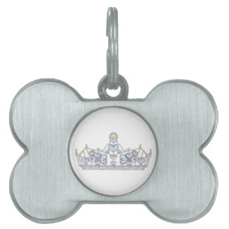 silver crown of heart diamonds bright fashion pet ID tag
