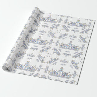 silver crown of heart diamonds bright fashion wrapping paper