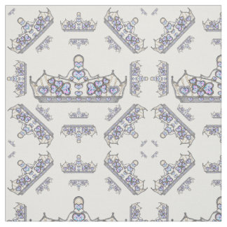 Silver crown of heart diamonds fabric