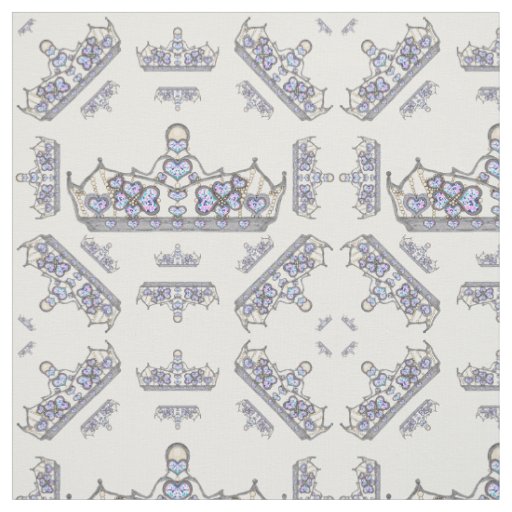 Silver crown of heart diamonds fabric