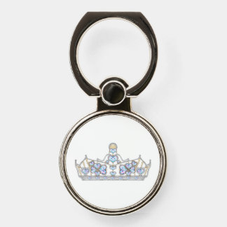 silver crown of hearts diamonds pearl tiara phone ring stand