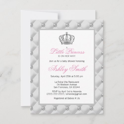 Silver Crown Princess Baby Shower Invitation