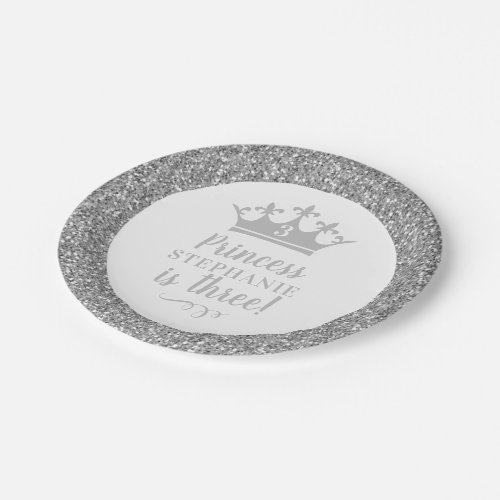 Silver Crown Tiara Gold Princess Birthday Paper Plates