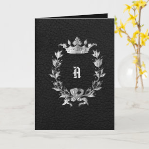 Silver Crowned Monogram Wreath Wedding Invitation