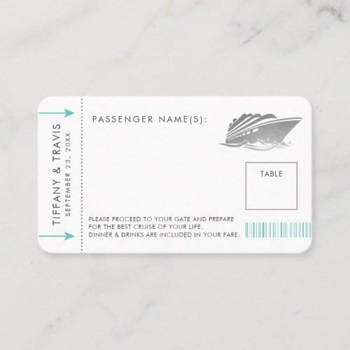 Silver Cruise Boarding Ticket Place Escort Card