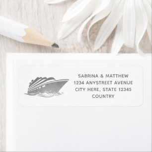 Silver Cruise Ship Modern Return Address Label
