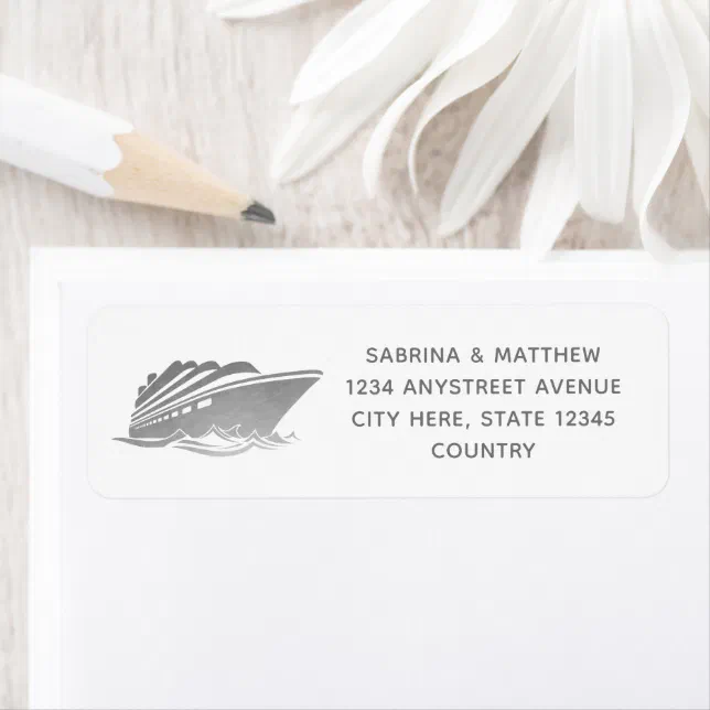 Silver Cruise Ship Modern Return Address Label | Zazzle