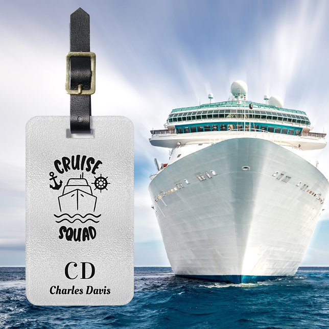 Silver cruise squad sea monogram name luggage tag (Creator Uploaded)