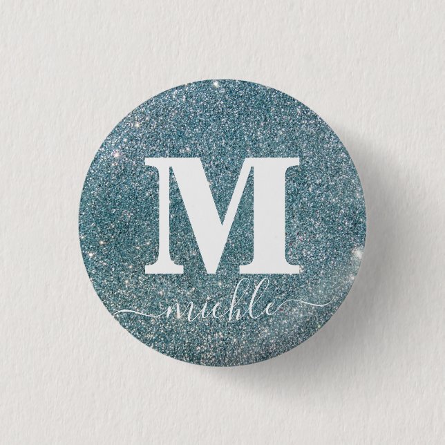 Silver Crystal Custom Name Gift  Button (Front)