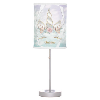 Silver Crystal Floral Sleepy Unicorn Table Lamp