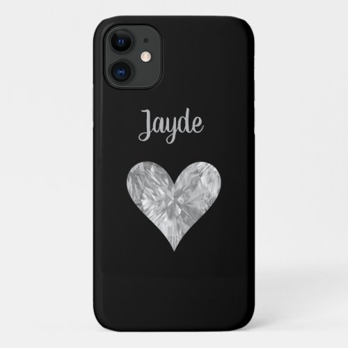 Silver Crystal Heart Mobile Phone Case